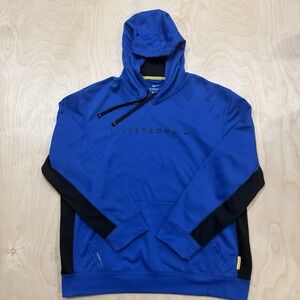 Nike Livestrong Sweatshirt Mens Size XL Blue Hoodie Fleece Lined Therma-Fit Y2K